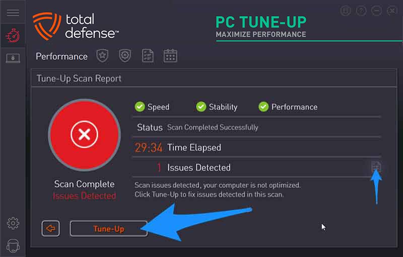 Total Defense PC Tune-Up screen