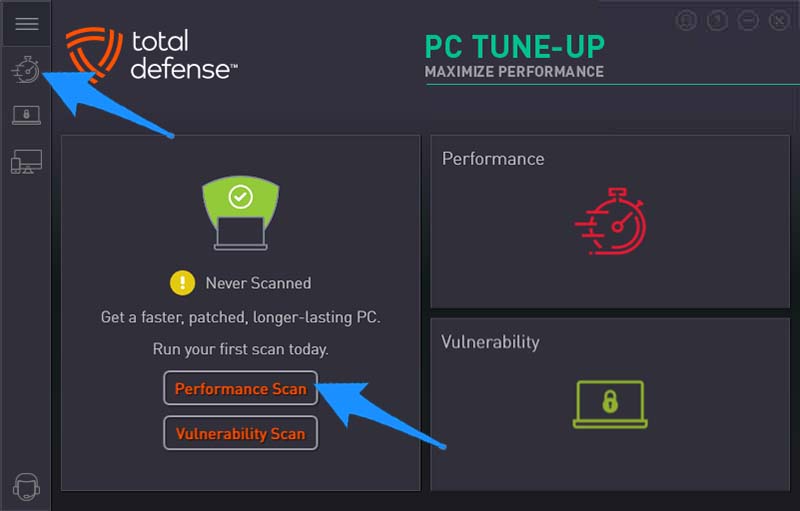 Total Defense PC Tune-Up performance screen