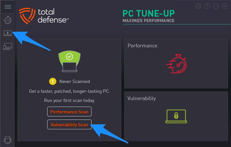 Total Defense PC Tune-Up Vulnerability screen